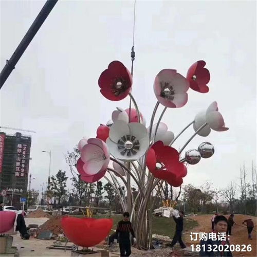 不銹鋼仿真花朵雕塑 黑河白鋼雕塑花朵加工廠